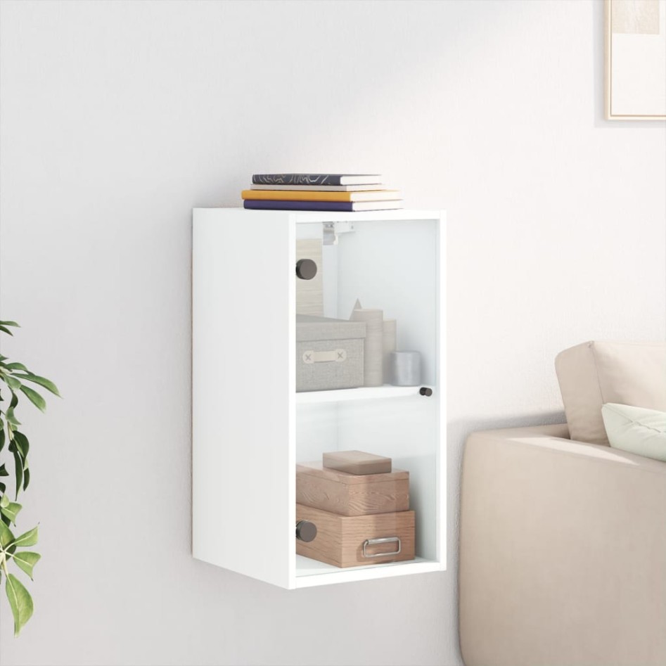 Mueble de pared con puertas de vidrio blanco 35x37x68,5