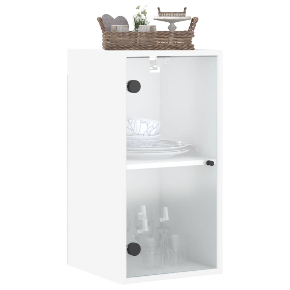 Mueble de pared con puertas de vidrio blanco 35x37x68,5