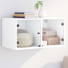 Mueble de pared con puertas de vidrio blanco 68,5x37x35
