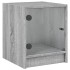 Mesita de noche con puerta de vidrio gris Sonoma 35x37x42