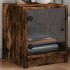 Mesita de noche con puerta de vidrio roble ahumado 35x37x42