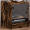Mesita de noche con puerta de vidrio roble ahumado 35x37x42 cm