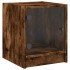 Mesita de noche con puerta de vidrio roble ahumado 35x37x42