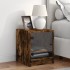 Mesita de noche con puerta de vidrio roble ahumado 35x37x42