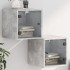 Mesitas noche puertas de vidrio 2 uds gris hormigón 35x37x35