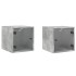 Mesitas noche puertas de vidrio 2 uds gris hormigón 35x37x35