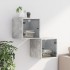 Mesitas noche puertas de vidrio 2 uds gris hormigón 35x37x35