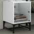 Mesitas de noche con puertas de vidrio 2 uds blanco 35x37x50