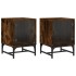 Mesitas noche puertas de vidrio 2 uds roble ahumado 35x37x50
