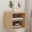 Muebles TV de pared luces LED 2 uds roble Sonoma 30x28,5x30 cm