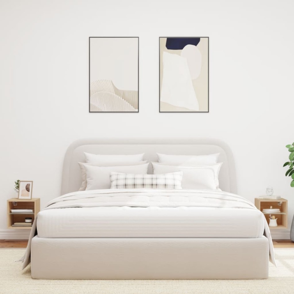 Muebles TV de pared luces LED 2 uds roble Sonoma 30x28,5x30