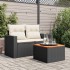 Mesa de jardín de madera de acacia y ratán PE negro 55x55x37