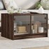 Mesa de centro con puertas de vidrio marrón roble 68x50x42