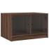 Mesa de centro con puertas de vidrio marrón roble 68x50x42