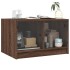 Mesa de centro con puertas de vidrio marrón roble 68x50x42