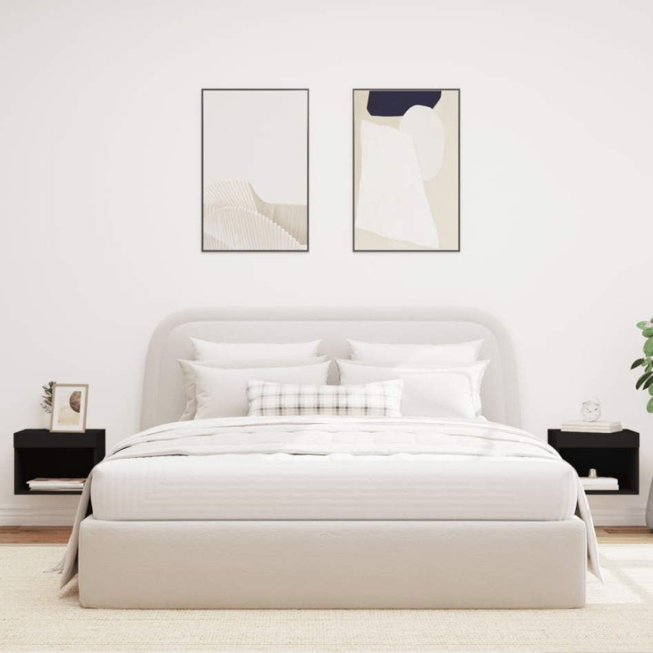 Mesitas de noche de pared con luces LED 2 unidades