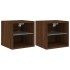 Muebles TV de pared luces LED 2 uds roble marrón 30x28,5x30