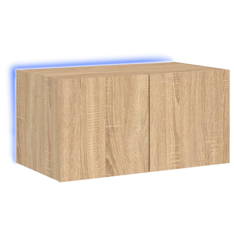 Mueble de TV de pared con luces LED roble Sonoma 60x35x31