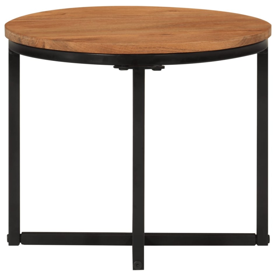 Mesa de centro de madera maciza de acacia y hierro 35x35x30