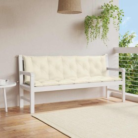 Cojín de banco jardín tela Oxford blanco crema 180x(50+50)x7