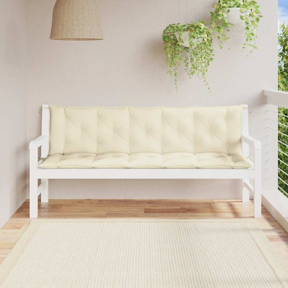 Cojín de banco jardín tela Oxford blanco crema 180x(50+50)x7