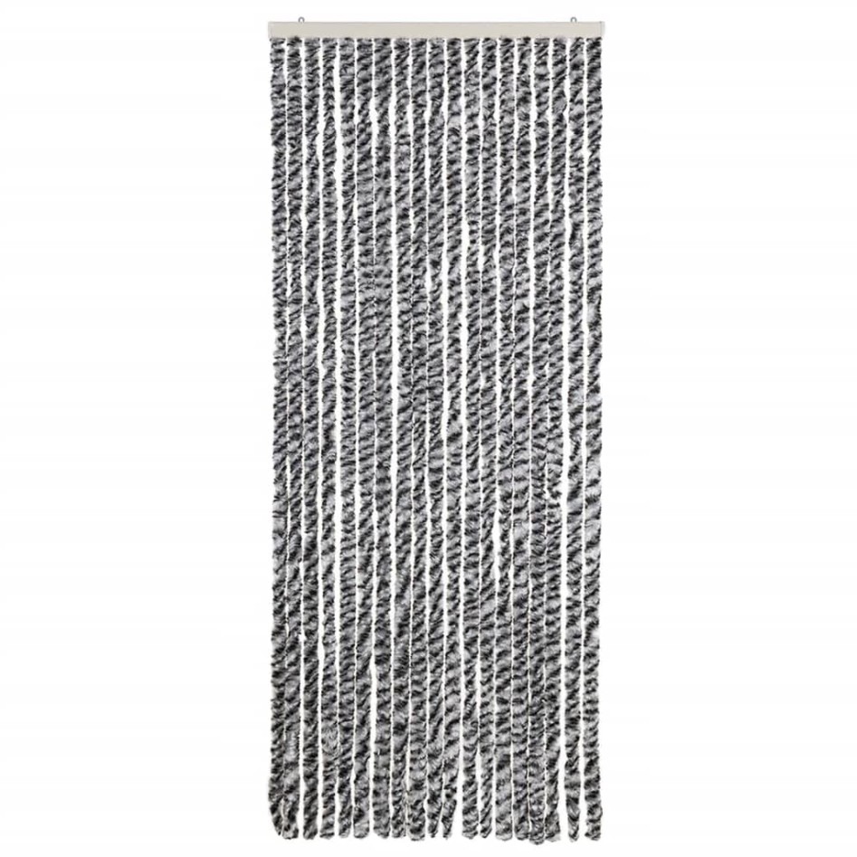 Cortina antimoscas chenilla gris negro y blanco 56x200
