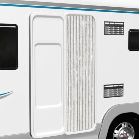 Cortina antimoscas chenilla gris claro y blanco 56x200