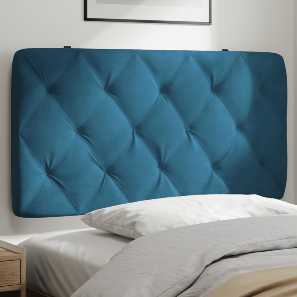 Cabecero de cama acolchado terciopelo azul 100