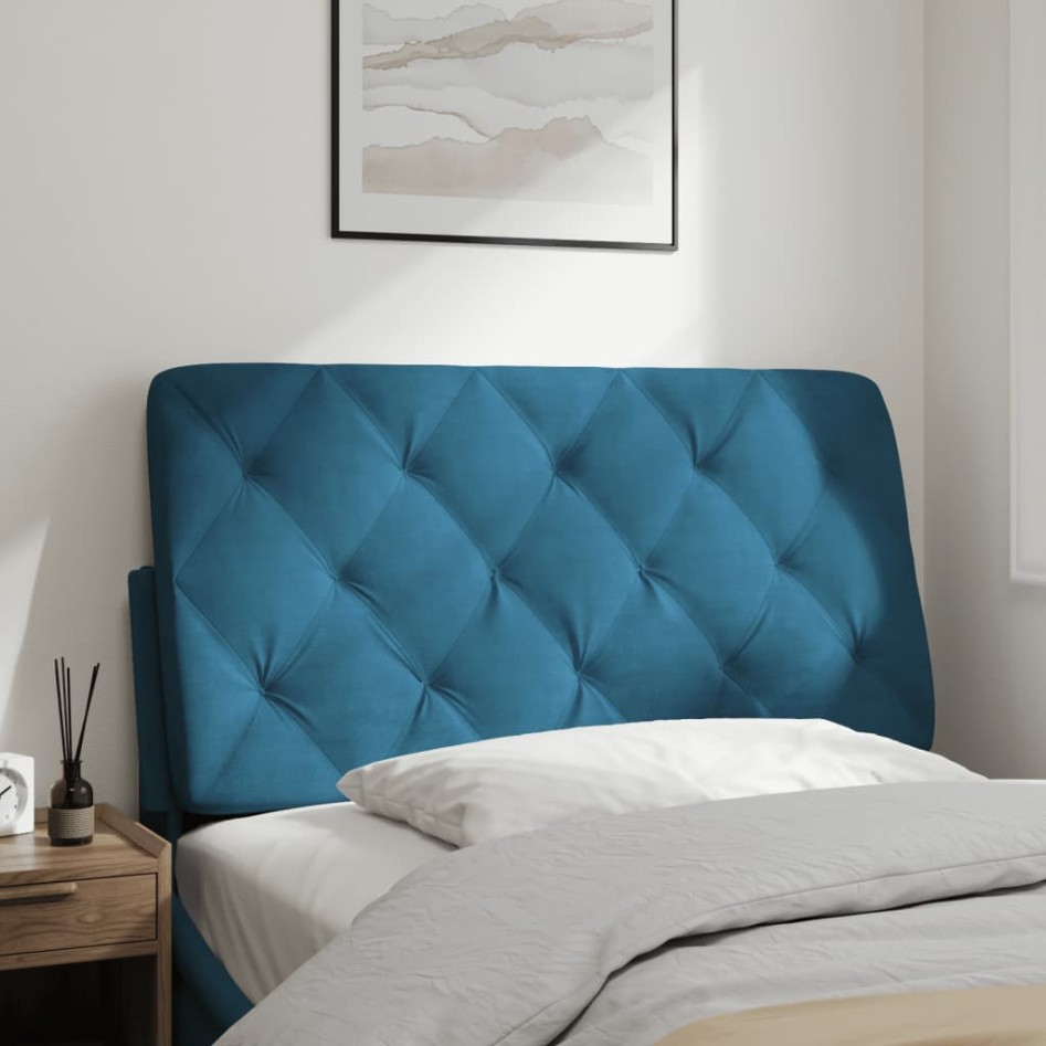 Cabecero de cama acolchado terciopelo azul 100