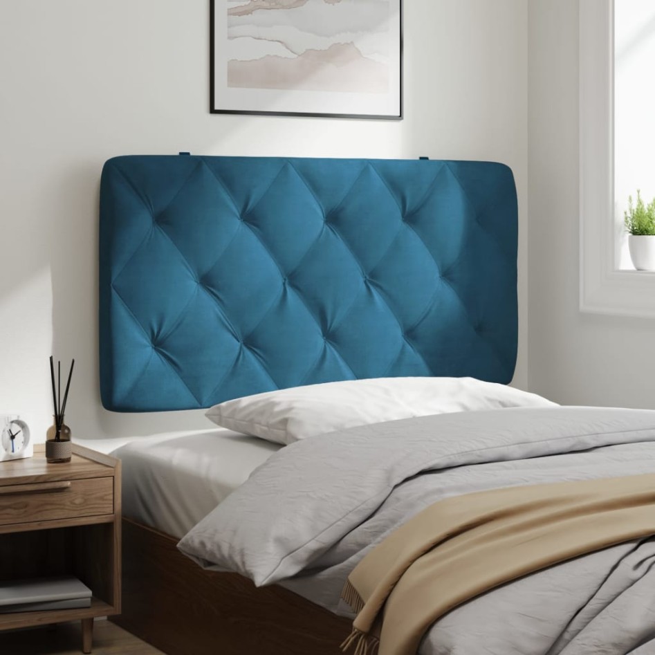 Cabecero de cama acolchado terciopelo azul 100