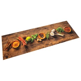 Alfombra de cocina lavable terciopelo dibujo especias 45x150