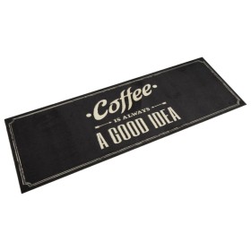 Alfombra de cocina lavable terciopelo texto café 60x180