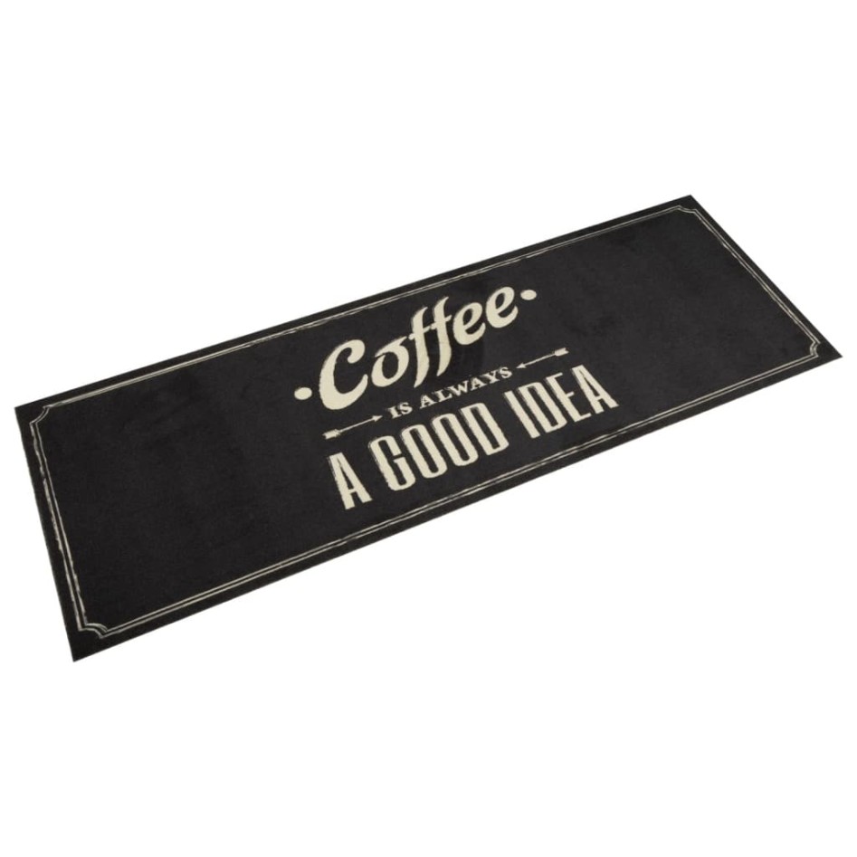Alfombra de cocina lavable terciopelo texto café 60x180