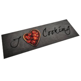 Alfombra de cocina lavable terciopelo texto Cooking 60x180
