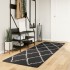 Alfombra de pelo largo moderna PAMPLONA negro y crema 80x250
