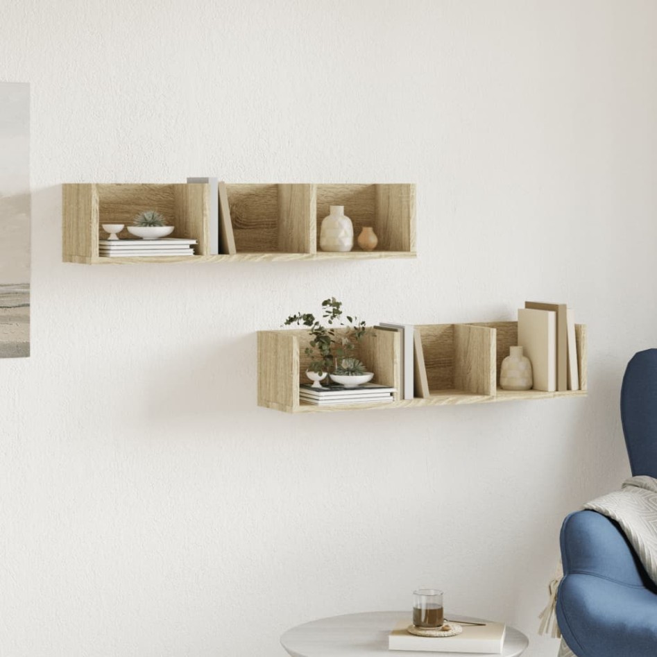 Muebles de pared 2 uds madera de ingeniería roble