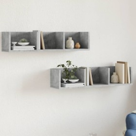 Muebles de pared 2 uds madera de ingeniería gris