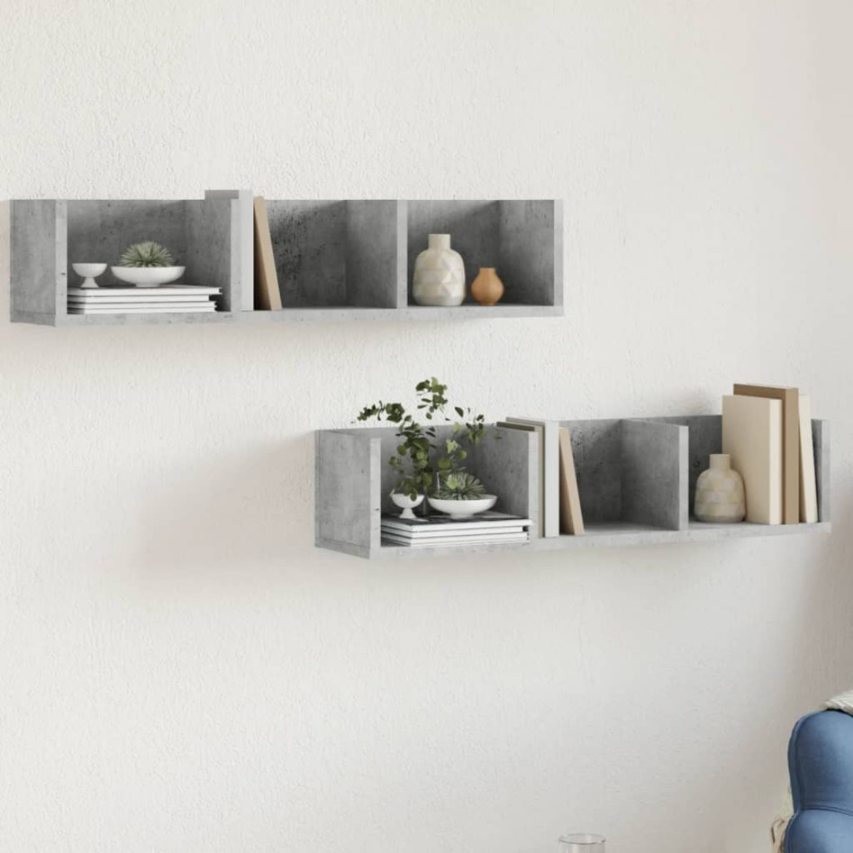 Muebles de pared 2 uds madera de ingeniería gris