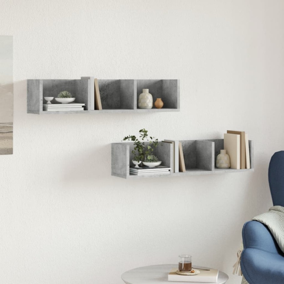 Muebles de pared 2 uds madera de ingeniería gris