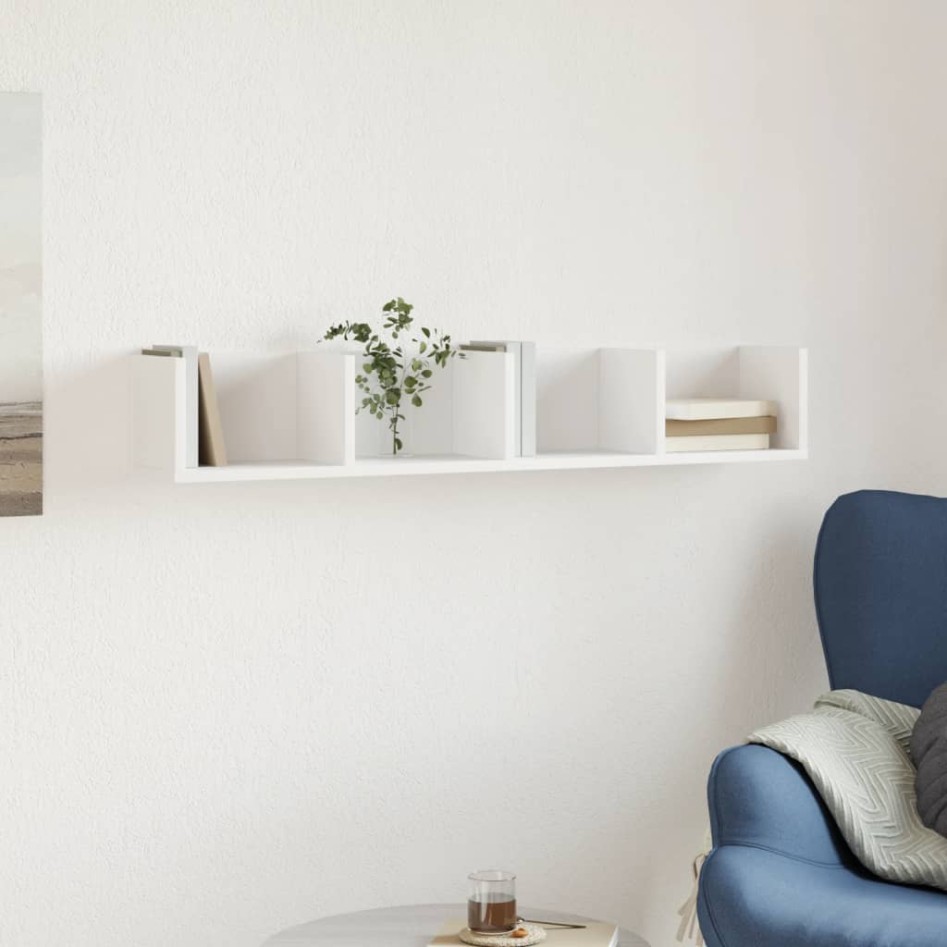 Mueble de pared madera de ingeniería blanco 99x18x16,5