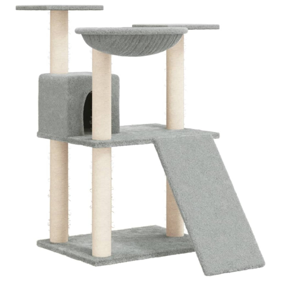 Rascador para gatos con postes de sisal gris claro 83