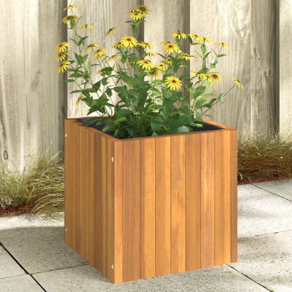 Jardinera de madera maciza de acacia 35x35x35