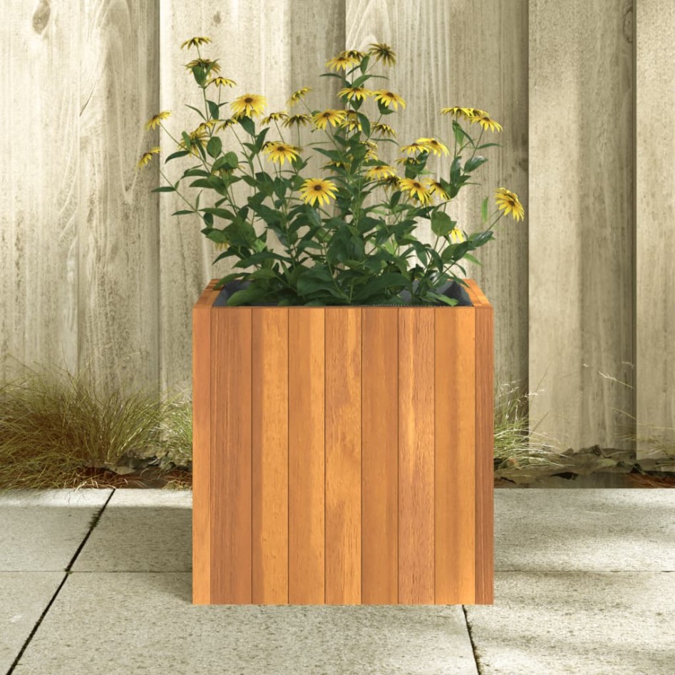 Jardinera de madera maciza de acacia 35x35x35