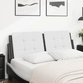 Cabecero de cama acolchado cuero sintético blanco negro 120