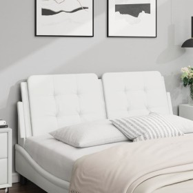 Cabecero de cama acolchado cuero sintético blanco 140
