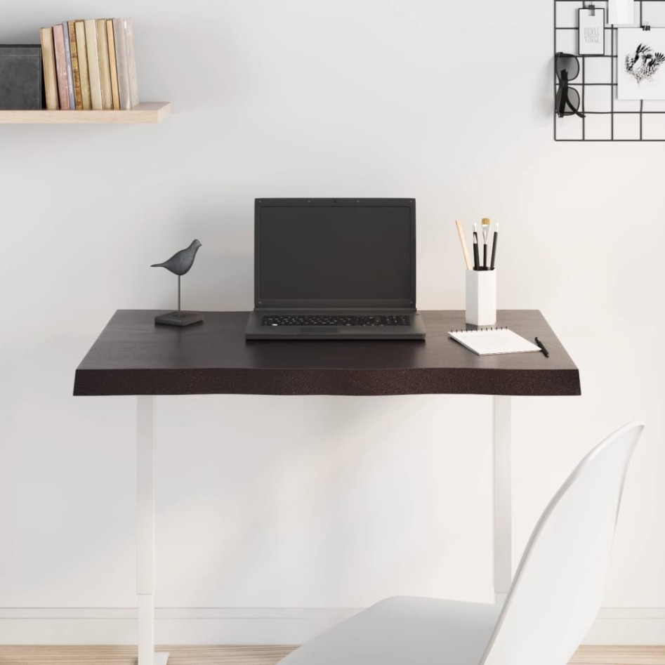 Tablero mesa madera tratada borde vivo marrón 80x50x(2-4)