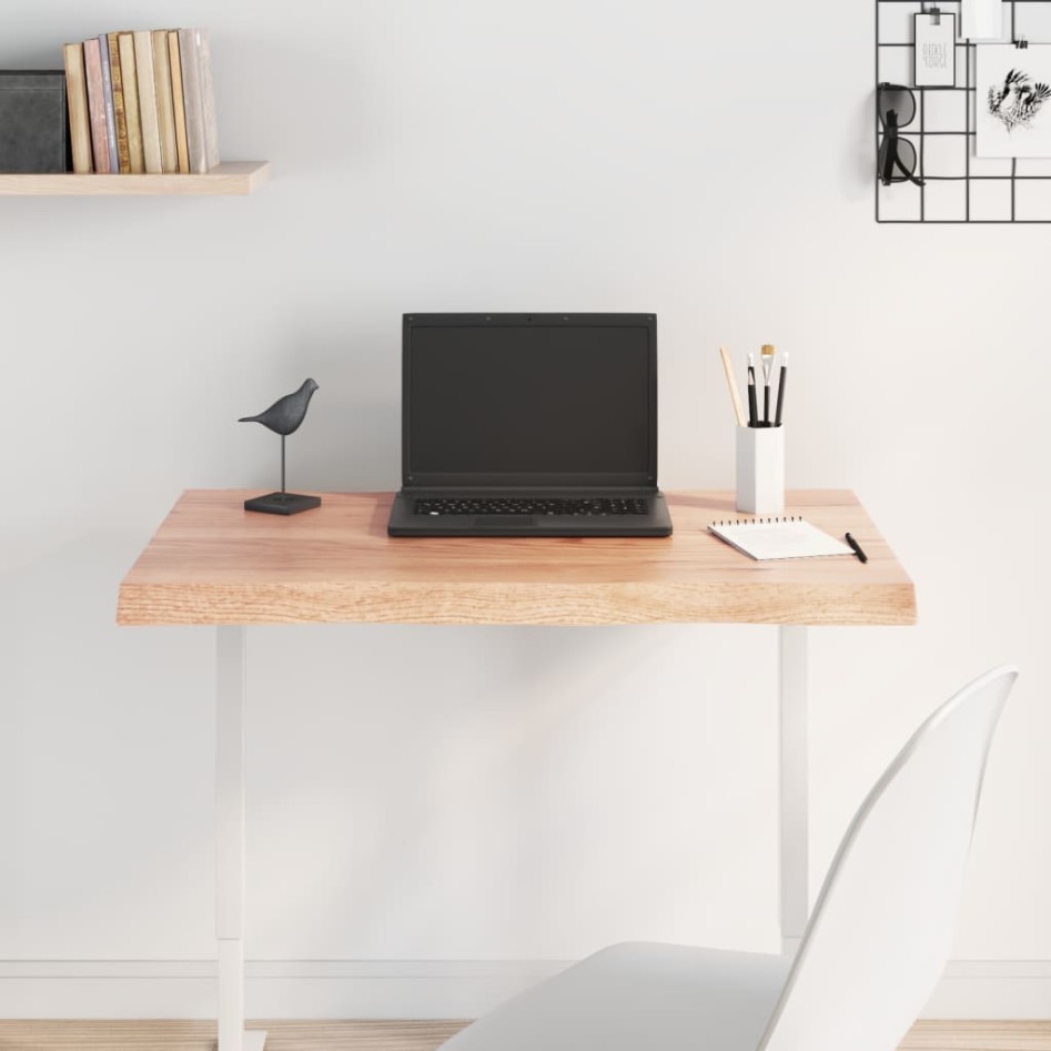 Tablero mesa madera tratada borde natural marrón 80x50x(2-4)