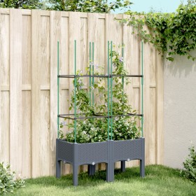 Jardinera con enrejado PP azul gris 80x40x142,5