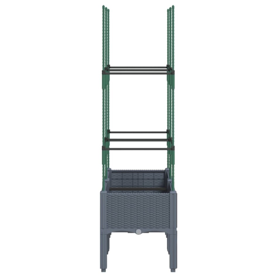 Jardinera con enrejado PP azul gris 80x40x142,5