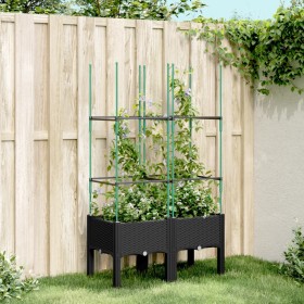Jardinera con enrejado PP negro 80x40x142,5